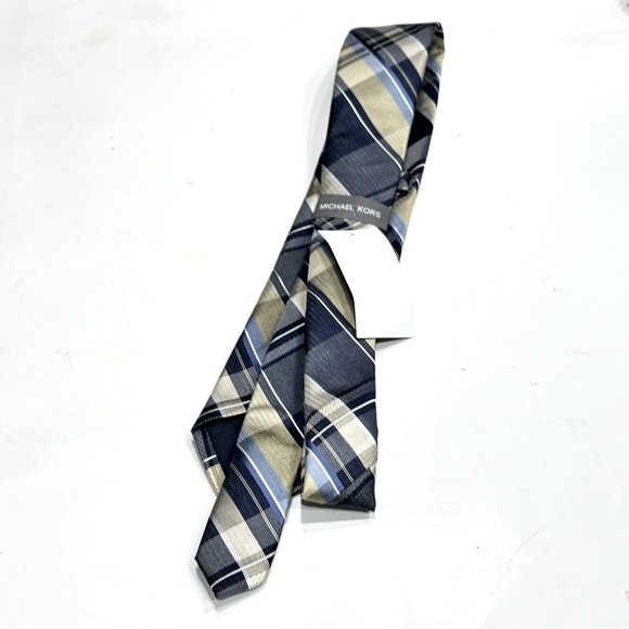 Michael Kors Men's Plaid Tie - Yellow Multi - Picture 3 of 8